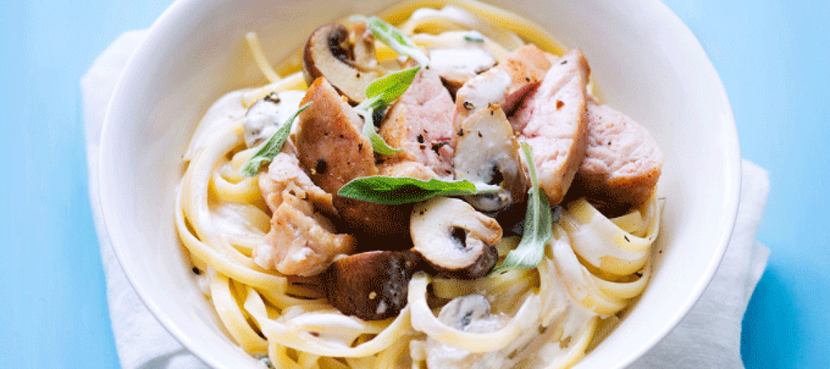 Ris De Veau Et Linguines Cremeuses Aux Champignons