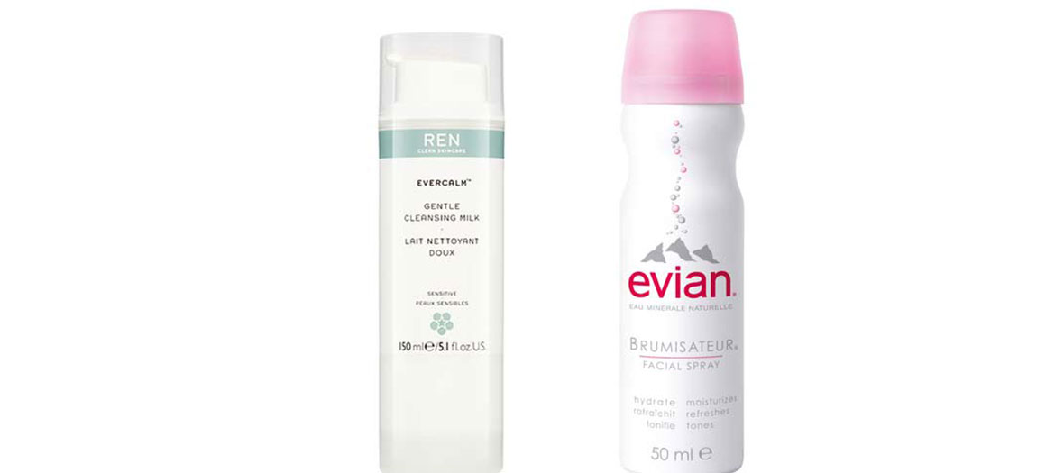 Skincare Evercalm and water spray Evian