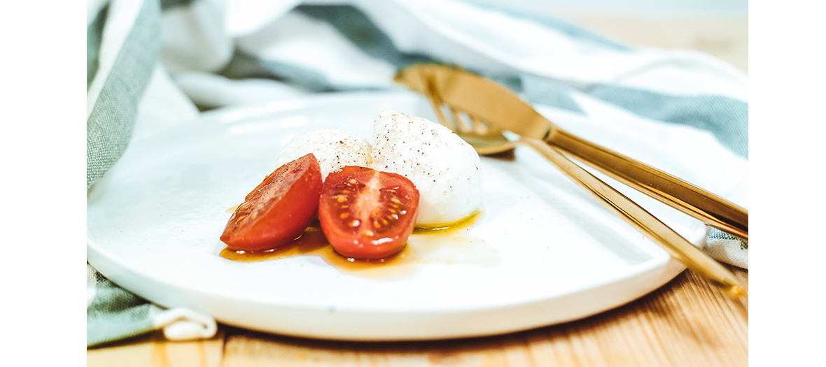Plate of tomatoes and mozzarella