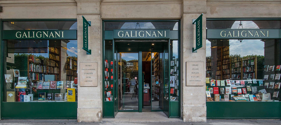 Storefront of Galignani bookstore