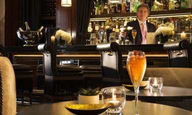 Interior of the bar Belmont in a chic and wooden decor