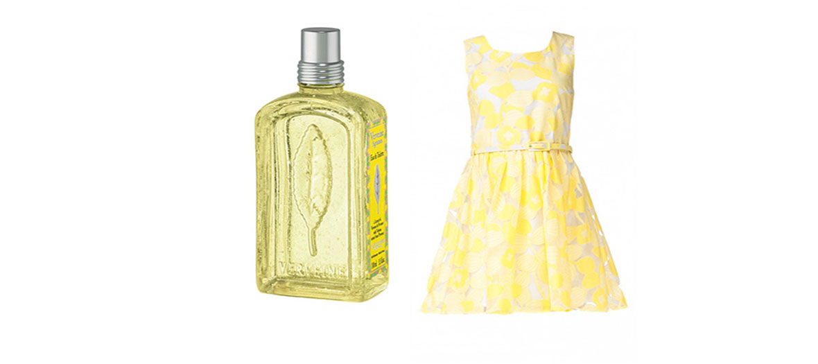 parfum verveine agrumes l'Occitane et robe Yumi en coton motif floral