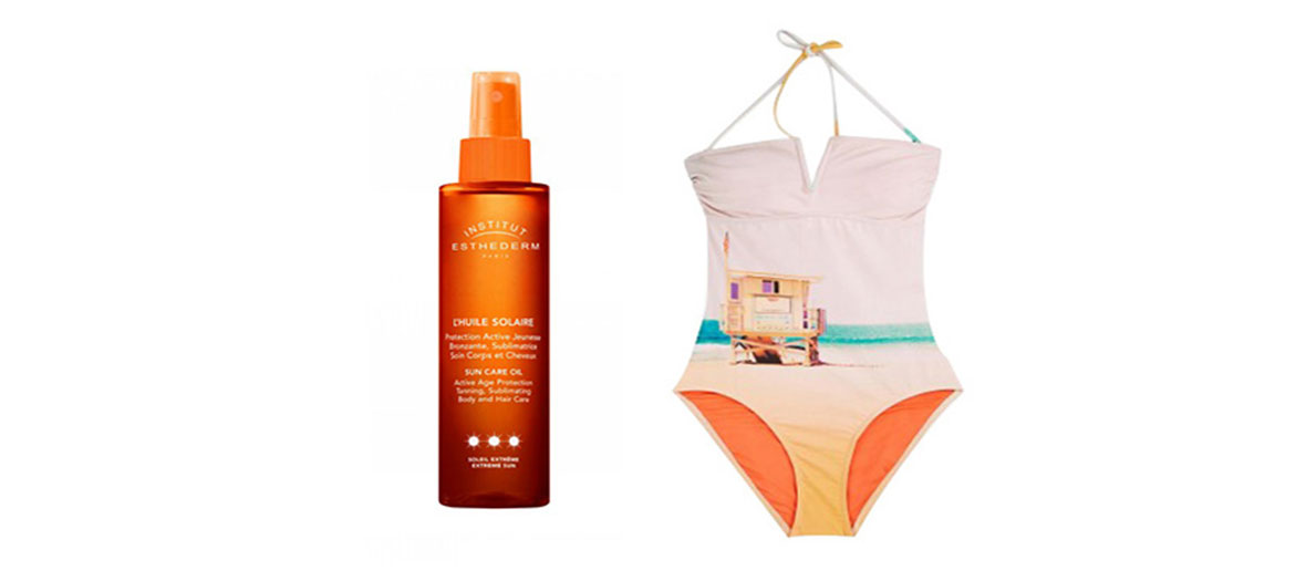 maillot de bain et huile solaire