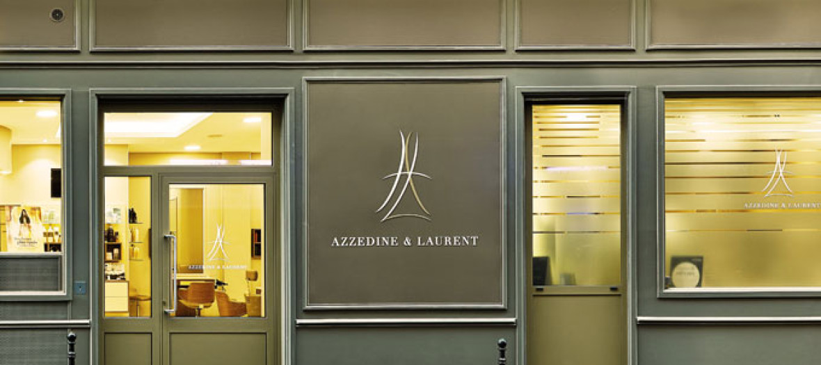 Front outside facade of Azzedine & Laurent hairdresser in Paris