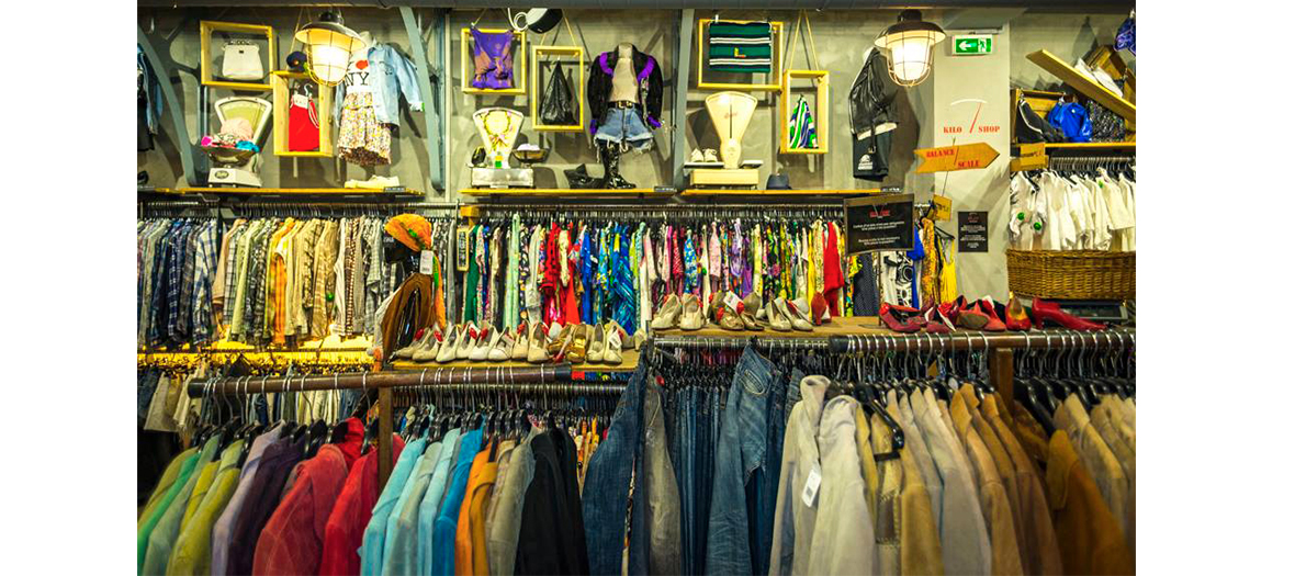 Clothes rails in a Kiloshop store