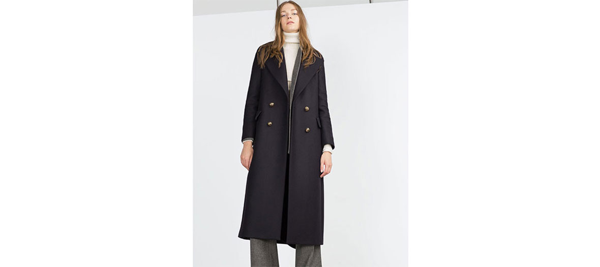 manteau militaire col à revers Zara 