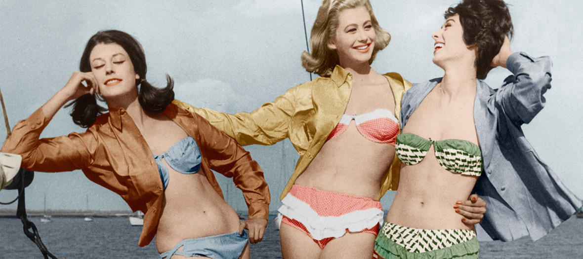 vintage photo of 3 girls in bikini
