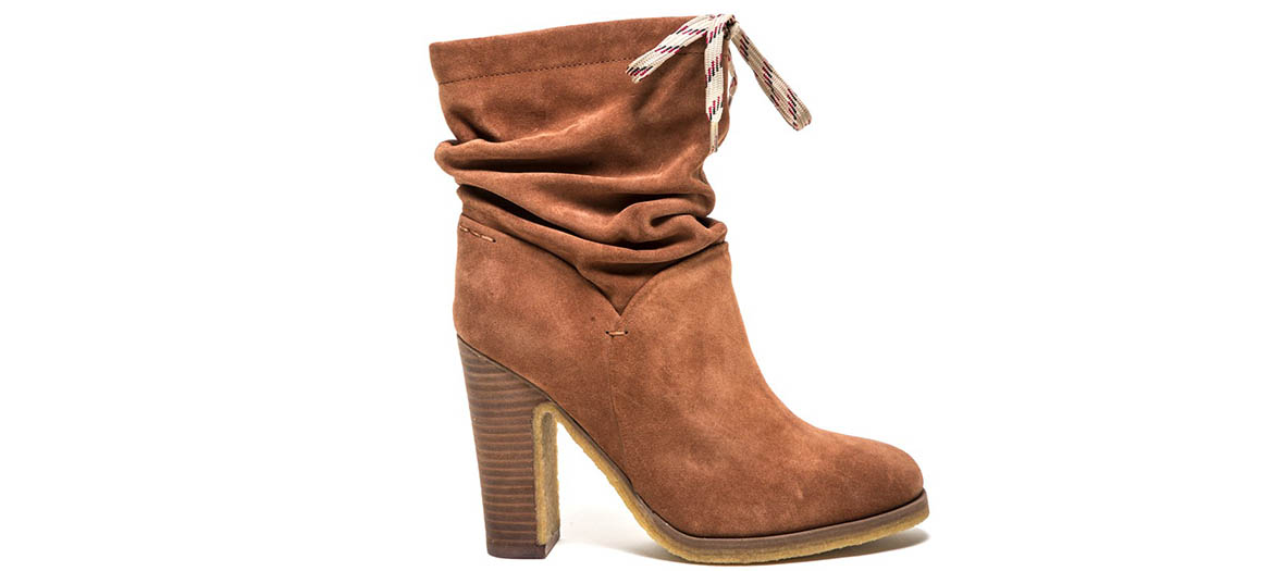 bottines cuir suede camel