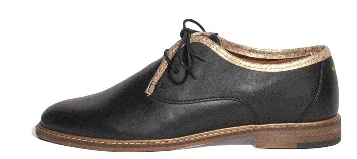 black derbies with gold piping M. Moustache