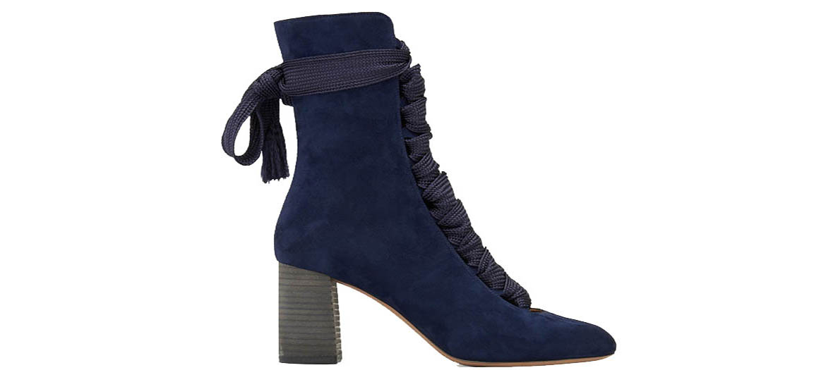 blue booties in suede chloe