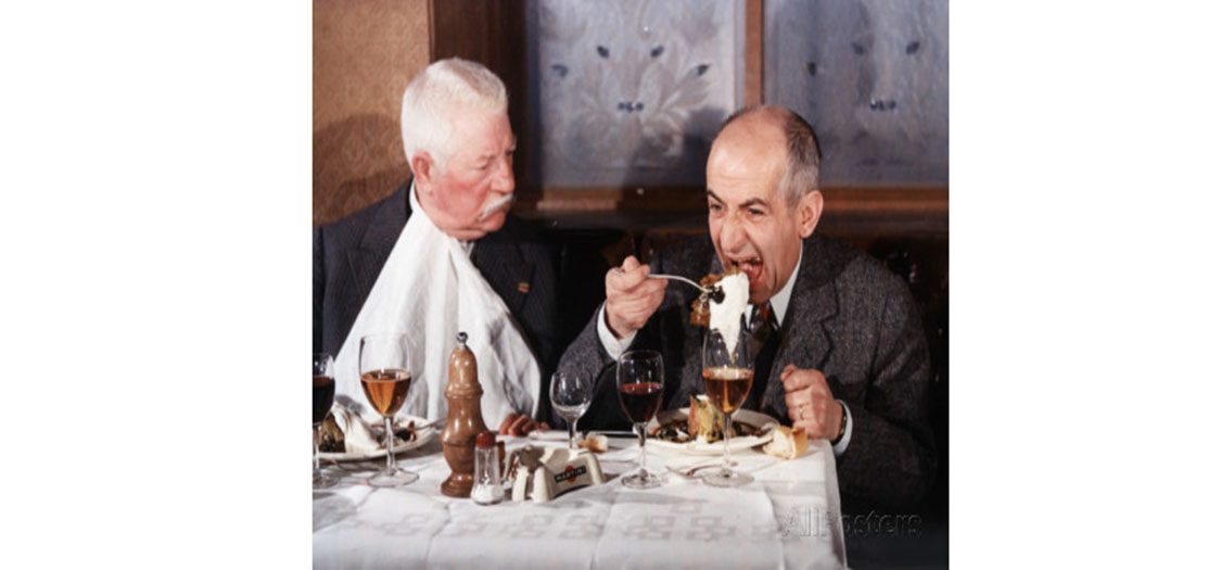 louis de funes et jean gabin a table 