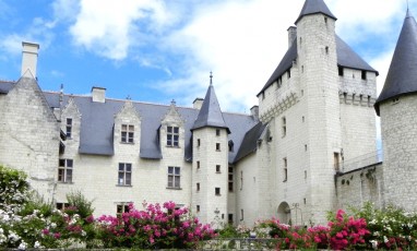 Chateau Du Rivau derrière des fleurs