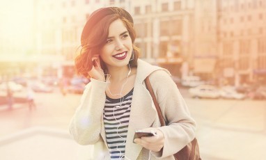 Girl that is listening audible
