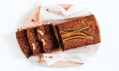 Plate with slices of banana cake