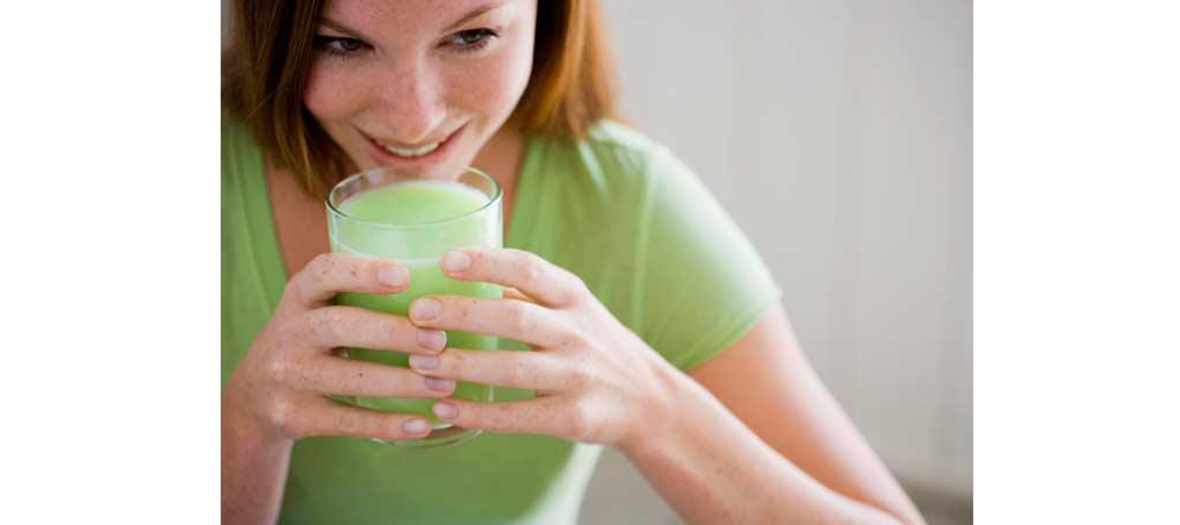 woman eating aloe vera juice