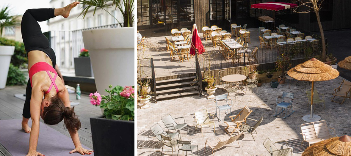 Cours de yoga sur le rooftop de l'hôtel