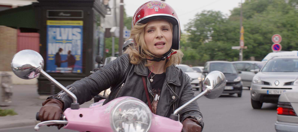 juliette binoche on the bike