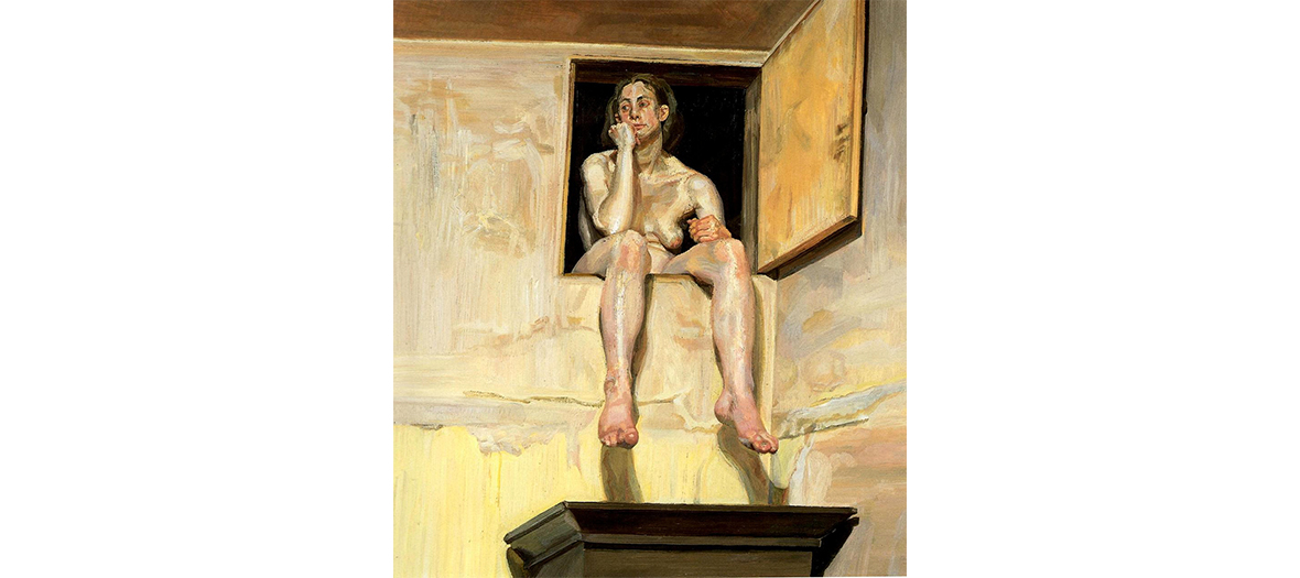 Tableau Alamy Girl Sitting in the Attic Doorway de Lucian Freud