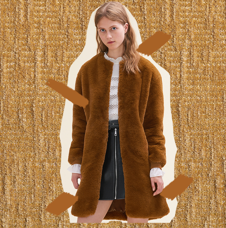 Coat in faux-fur, Maje