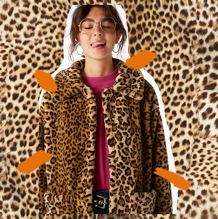 Coat is faux-fur with leopard motif, Monki