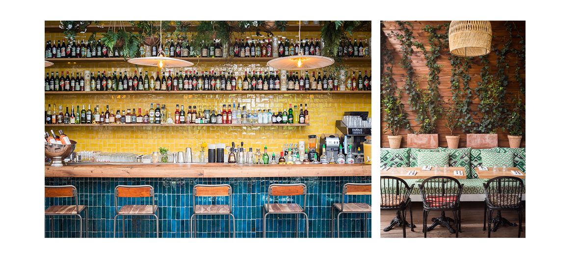 Bar et décoration intérieure de la Brasserie d'Auteuil par Laura Gonzalez