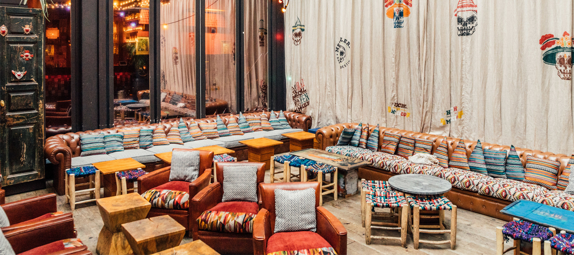 Mexican decoration of the interior of the restaurant room