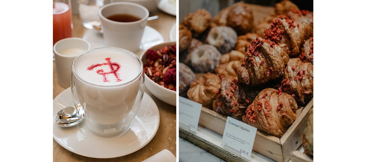 cafe latte and macarons at pierre herme brunch