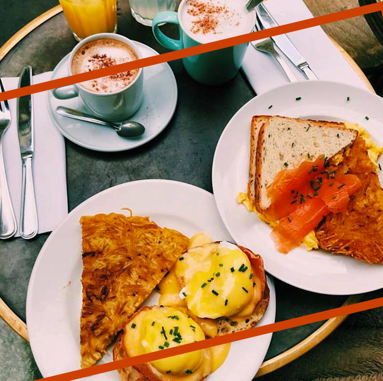 Benedict egg with salmon fancy, escorted by hash browns