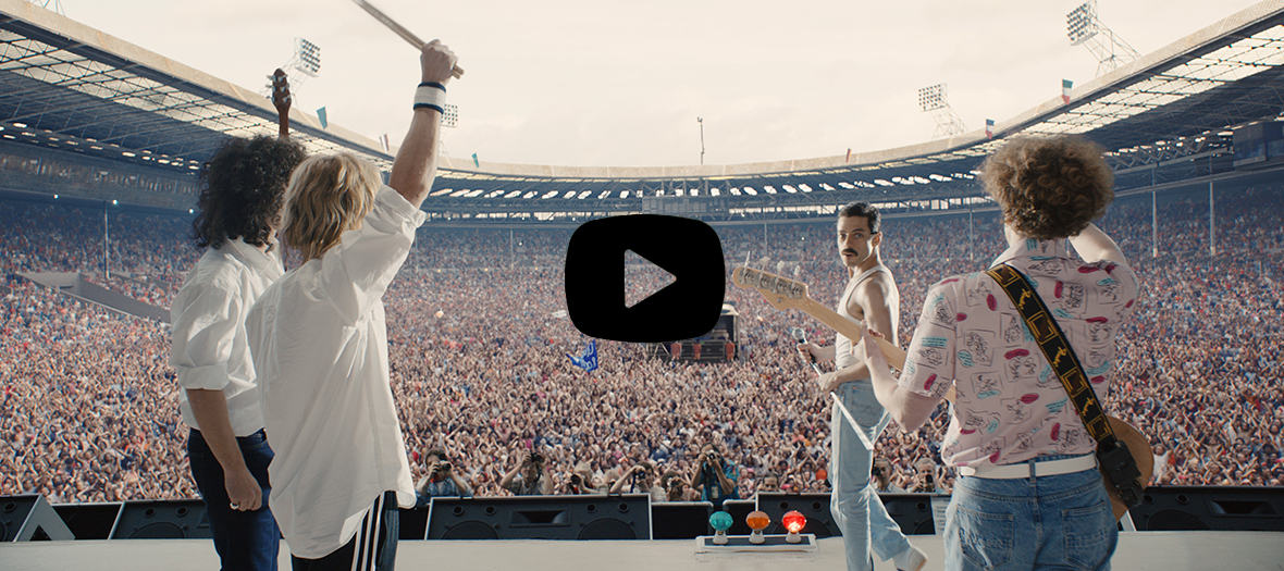 Extrait du film Bohemian Rhapsody avec Rami Malek, Gwilym Lee, Joseph Mazzello et Ben Hardy