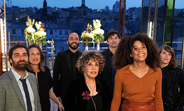 Portrait des acteurs Gregory Montel, Camille Cottin, Liliane Rovere, Stefi Celma et Nicolas Maury dans la serie Dix pour cent