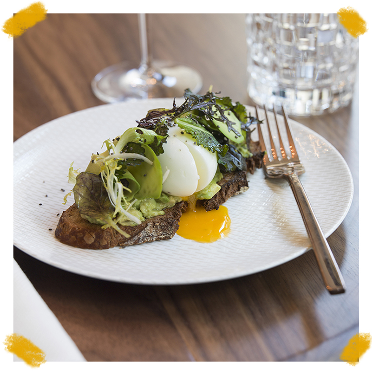 Avocado toast of the chef Michel Rostang at Odette restaurant in Paris