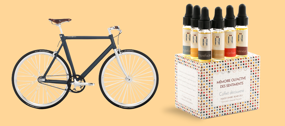 Cadeau hipsters Velo En Selle Marcel et huiles à barbe bio