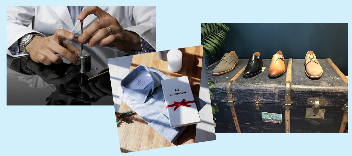 Montre, chemise, chaussures Cours d'initiation à l’horlogerie, chaussures R&K et kit chemise sur-mesure