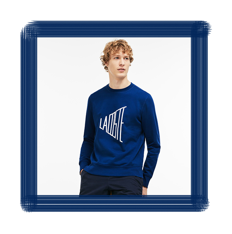 Sweat-shirt bleu col rond