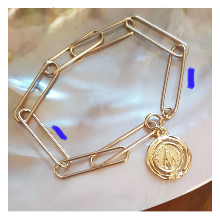 Bracelet multirangs large, bleu roi, cuir et daim bordé d'une chaîne