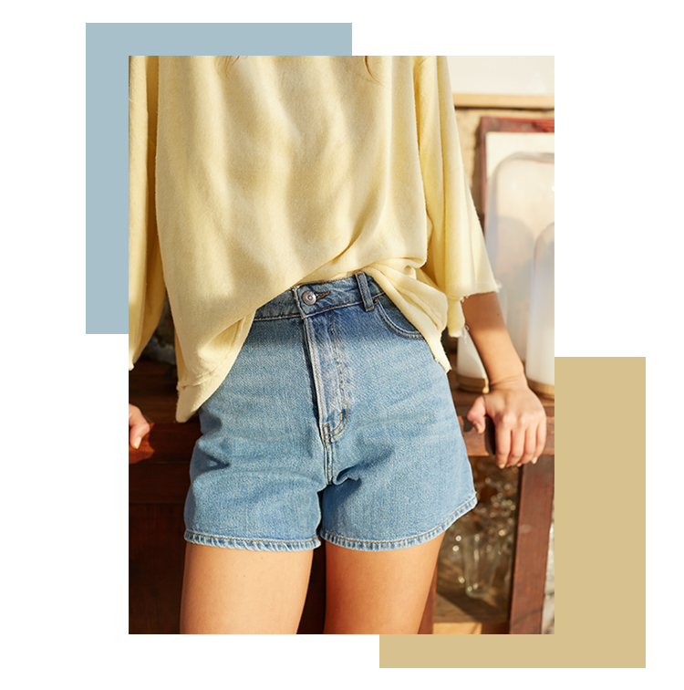 Short en jean taille haute 