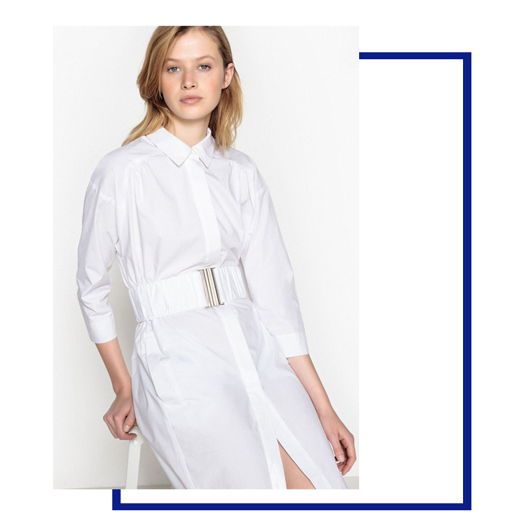 robe-chemise blanche avec ceinture large