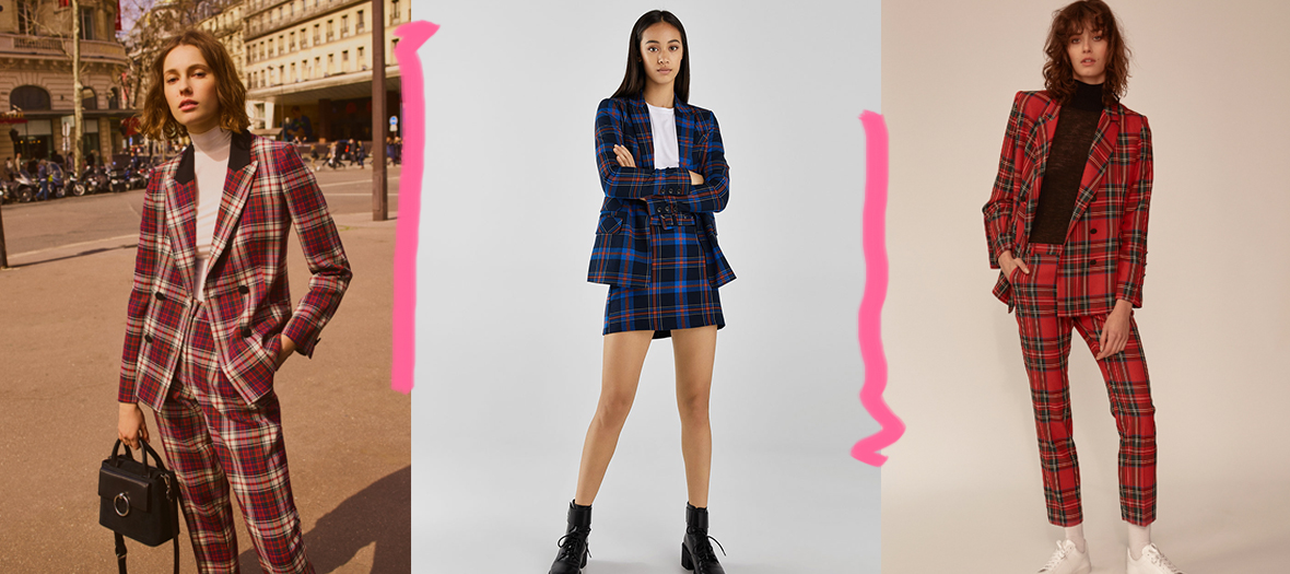 Double-breasted jacket, miniskirt with belt, pants, by Bershka