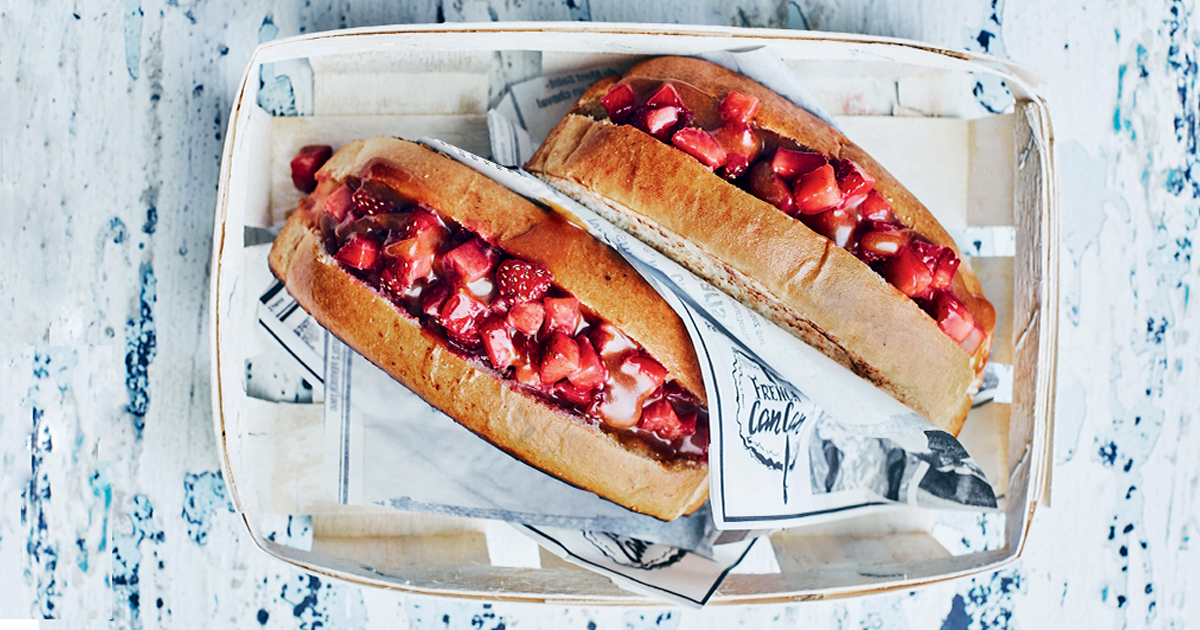 The unusual hotdog with strawberries by Christophe Adam