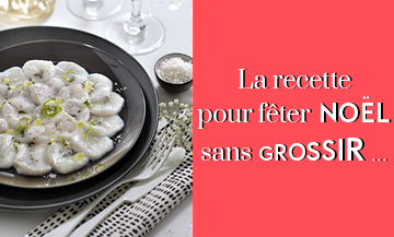 Recette light pour les fetes de noel, carpaccio de saint jacques avec vanille et citron