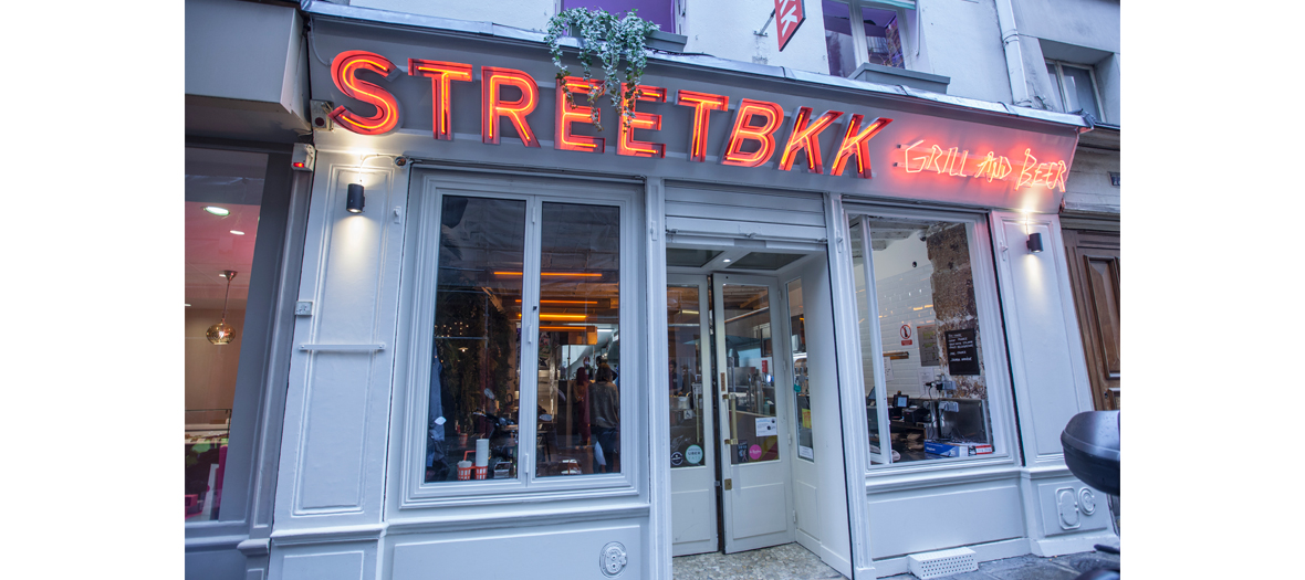 Front facade of street bkk restaurant  in Paris