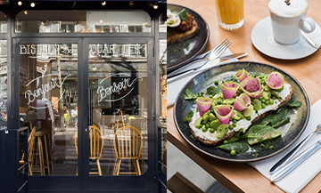 Burrata from the Puglia region and glazed veggies at the Bonjour Bonsoir restaurant in Paris