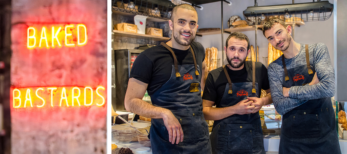Portrait de Julien Abourmand, David Abehsera et Emmanuel Gunthe à la Boulangerie The french Bastardsr à la boulangerie Bastards 
