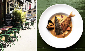 Bouillabaisse et terrasse du Cannibale café à Belleville Paris 