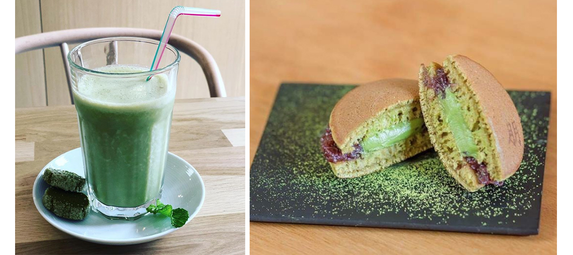 Cake matcha et smoothie