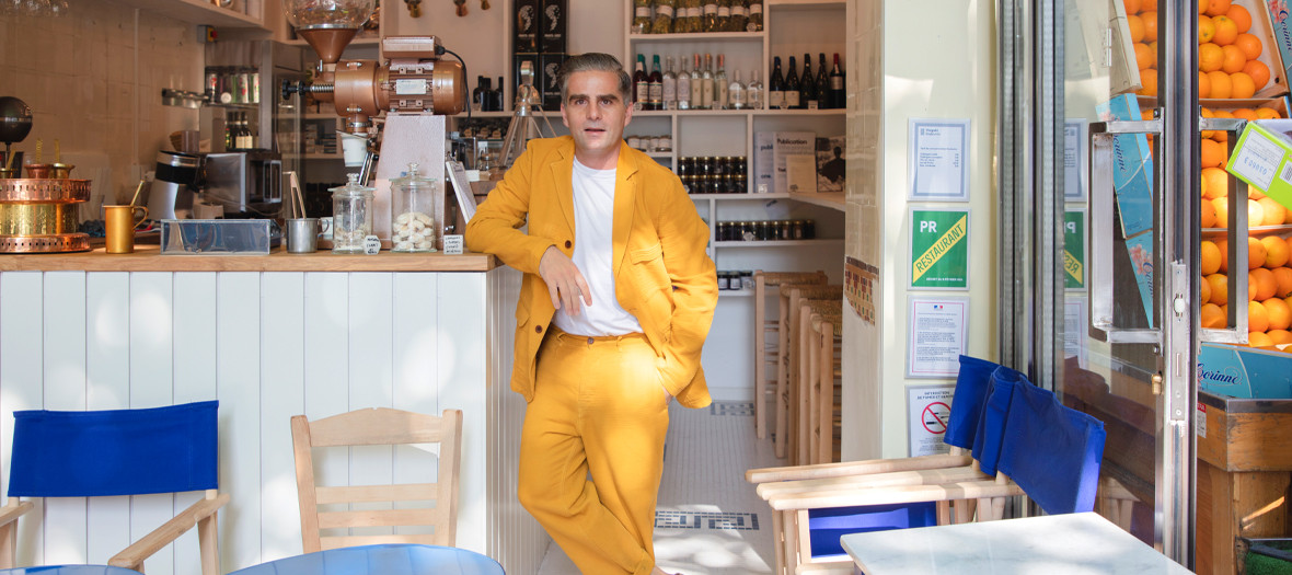 Portrait of Yorgo Tloupas in his Greek coffee shop Yorgaki in Paris