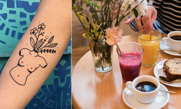 Tatoo session ans gluten free pastries in Nomade café in Paris in the Marais district