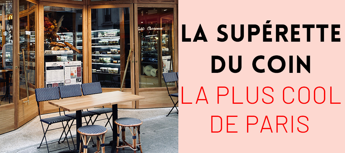 Facade and Terrace of the coffee-Grocery-Superette Petit Plisson of Timothée Lacour and Pauline Poirier