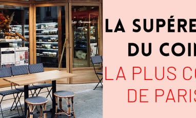 Facade and Terrace of the coffee-Grocery-Superette Petit Plisson of Timothée Lacour and Pauline Poirier