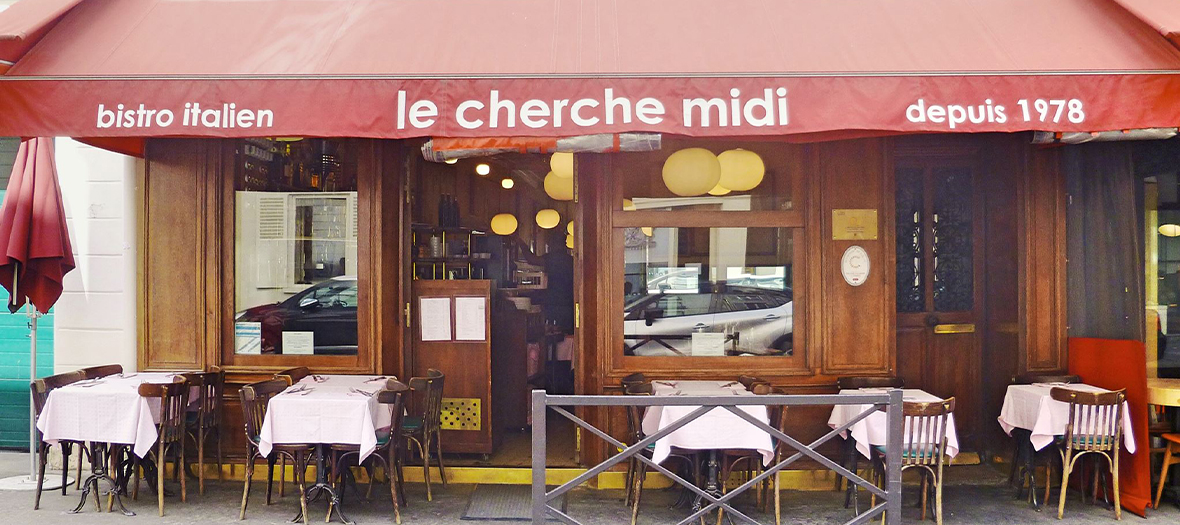 Façade et terrasse du bistrot Iltalien Le cherche Midi